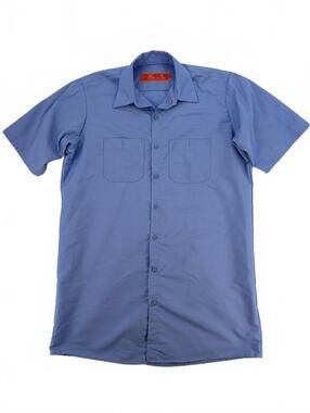 Red Kap Work Shirt Large Blue Durable Cotton Blend